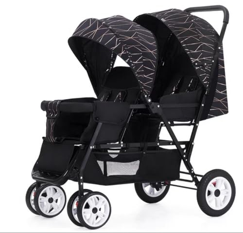 Standardkinderwagen Zwillings-Kinderwagen, Reise-Kinderwagen, Neugeborenen-Kinderwagen, Doppel-Kinderwagen, kompakt zusammenklappbare Kinderwagen, Kinderwagen, verstellbarer Regenschutz