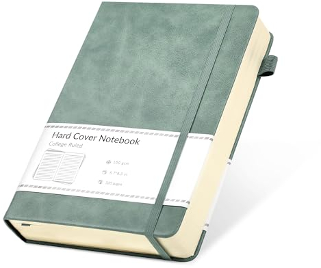 CAGIE Notizbuch A5 Liniert 320 Seiten Dickes Tagebuch Hardcover Journal Notizblock Leder Notizbücher Diary für Frauen Männer Mädchen Erwachsene, 14 x 21 cm, Grün