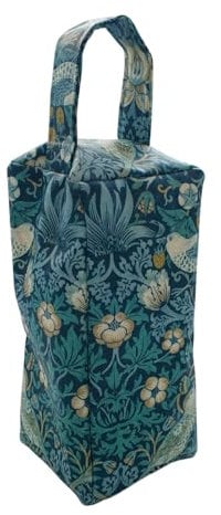 William Morris Fabric Door Stop, Tall Decorative Oilcloth Door Stopper for Outdoor, Indoor, Patio, Kitchen, Bedroom Use - 20cm/8in Tall Fabric Door Stop - Unfilled… (WM Strawberry Thief Teal)