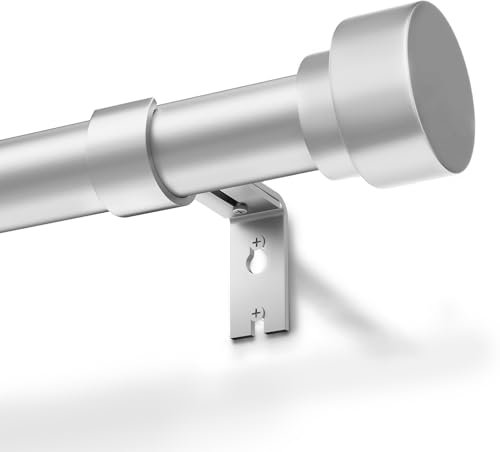 Silver Curtain Pole Metal Extendable Curtain Rods Door Curtain Poles for Eyelet Curtains, Silver 76 to 228cm