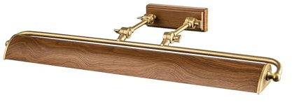 meineWunschleuchte Große Bilderleuchte in Holzoptik mit Altmessing, verstellbar, Breite 70cm