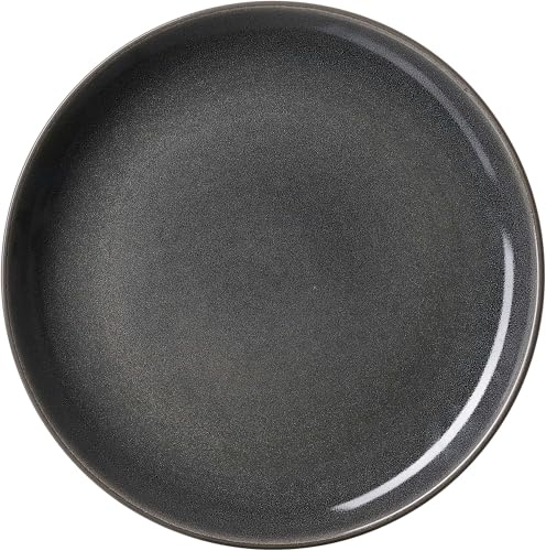 Ritzenhoff & Breker Toledo Speiseteller, 28 cm, Runder Teller mit braunem Rand, Skandinavisches Design mit Reaktivglasur, Steinzeug, Dunkelgrau
