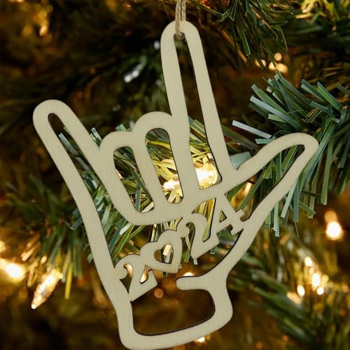 I Love You ASL Sign Language Hand Important 2024 Holiday Day Decor Christmas Ornament (1)