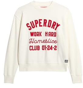 Superdry Damen Lässiger Workwear-Pullover mit Stickerei und Rundhalsausschnitt
