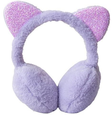 IHCEMIH Cache-oreilles pour femmes et filles - Accessoires d'hiver en peluche moelleuse - Réglable - Pour l'extérieur - Chauffe-oreilles thermique - Pour le ski, la course à pied, le chat, le vent -
