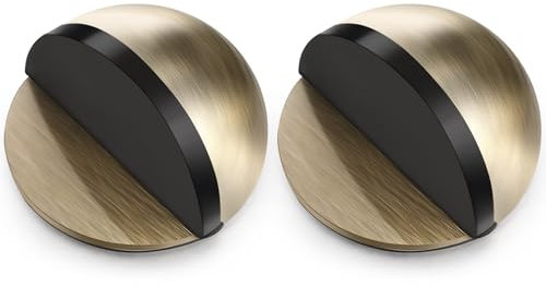 Hotop Self-Adhesive Floor Door Stoppers Oval Stainless Steel Door Stop Mounted Half Moon Wall Protector with Glues for Hard Floor Glass(Bronze Color,2 Pcs)