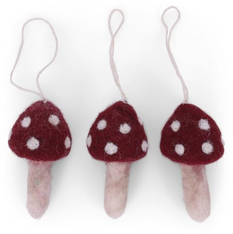 Gry & SIF Pilze (3er Set), Herbstdeko aus Filz, Handmade, Fairtrade zum aufhängen, Wohndekoration, Geschenlidee, Anhänger