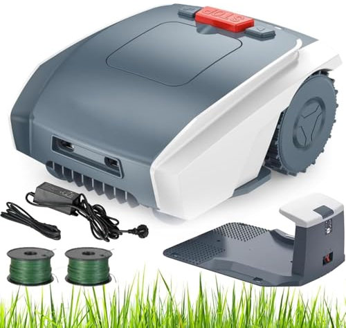 aromaoveite Cordless Robotic Lawn Mower with Bluetooth APP Control and GPS Path Planning,Mows Up to 1/3 Acre/14,000 Sq.Ft,All-Wheel Drive, Multi-Zone Management,25% Slope,Self-Charging,Grey