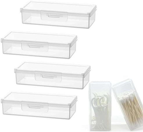 VIDSTW Contenitore per bastoncini di cotone da viaggio con coperchio antipolvere per tamponi di cotone trasparente, per stuzzicadenti (4 pezzi)