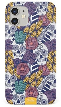Tirita Hard Phone Case Compatible with iPhone 13 Mini, Spooky Halloween - Floral Sugar Skulls