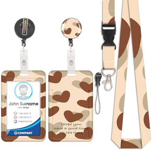 Love Card Holder, ID Badge, abnehmbares Lanyard mit einziehbarem Clip für Schlüsselanhänger, Visitenkarten, Türkarten, ID-Karten