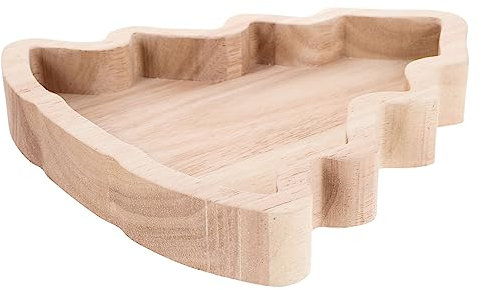 Cabilock Piatto per Biscotti di Babbo Natale Vassoio Portaoggetti per Albero di Natale Elegante Piatto da Portata in Legno