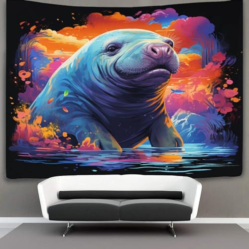 DCABEIOOE 3D Druck Manatees Wandteppiche Poster Ornament Wandbehang Wandteppich Wanddeko Wandbehang Für Wohnzimmer Schlafzimmer Tapisserie 180cmx230cm