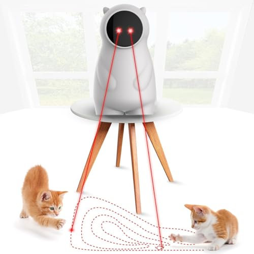 WUGEIN Automatische Lichtanzeige, interaktives Katzenspielzeug mit echter zufälliger Flugbahn, bewegungsaktives wiederaufladbares automatisches Katzenspielzeug