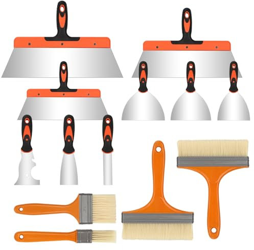 13 Piezas Espátulas Masilla, Espátulas Pladur de Acero Inoxidable, Espátulas Para Pintura Espátula Rasguños de Rascador, Cuchillos de Masilla, Espátula de Juntas, 1/2/3/4/6/8/10/12/14 Pulgadas