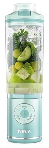 Ninja Blast Max Portable Blender, 570ml, Rechargeable Battery, Blending Cup & Leak-proof Lid, 3x Blend Functions, Makes Smoothies, Protein Shakes, Blends Ice & Frozen Fruit, Seaglass BC251UKMT