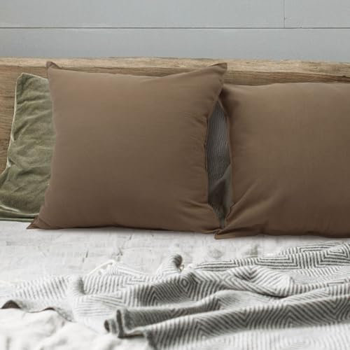 Set di 2 federe per cuscino, 45 x 45 cm, in cotone tinta unita, decorative, quadrate, lavabili, 519-0415