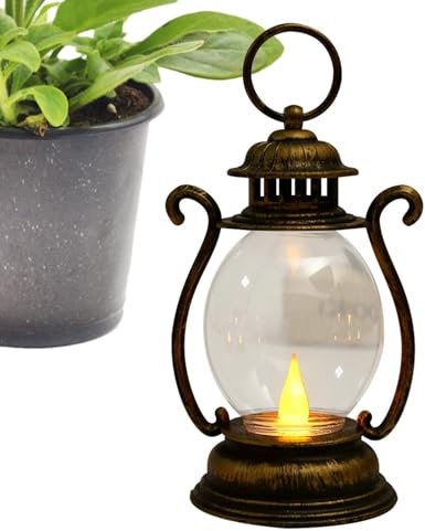 Lámpara vintage con pilas - Lámpara de noche pequeña, lámpara de mesa LED retro | Iluminación de decoración del hogar para dormitorio, sala de estar, patio y mesa, luz cálida portátil para un ambiente