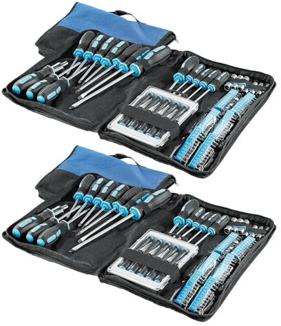 AGT Bits: 2 Paar 100-teilige Schraubendreher-Sets in praktischen Taschen (PC-Werkzeug, Schraubendreher-Sets Torx, Koffer Organizer)