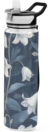 Ewusp Bouteille d'eau de sport avec paille et couvercles, 950 ml, anti-fuite, réutilisable, sans BPA, pour salle de sport, fitness, cyclisme, école, bureau