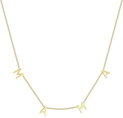RWQIAN Muttertag Geschenk MAMA Kette Edelstahl Silber/Gold Mutter Geburtstag Geschenk mama Halskette 45+5cm