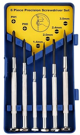 KTHZI 6 Pieces Mini Small Precision Screwdriver Set with Case for Jewellers,Watch Makers,Tiny Thin Miniature Philip and Flat Head Spectacle Screwdriver Repair Tool Kit for Watch,Glasses,Jewellery