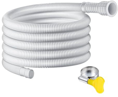 Universal 16mm/25mm Air Conditioner Drain Hose with Clamp, Flexible Drain Pipe Air Conditioner Accessories for AC Units Washing Machine (White, 4M)