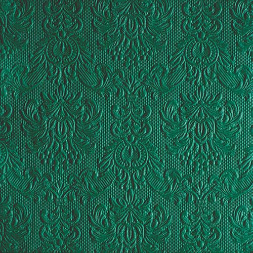 Servietten Papier 33x33cm 3-lagig 15 Stück mit Ornamenten geprägt - hochwertig & nachhaltig - Einweg Papierservietten für Hochzeit Dinner Gastronomie Party - Hochzeitsservietten Dunkelgrün