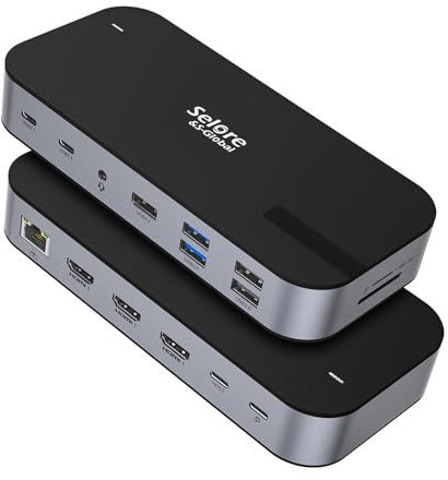 DockingStation 3 HDMI, docking station 16 in 1, docking station due monitor, docking station per computer portatile, tre display con USB A/C 3.1, USB 3.0/2.0, 100 W PD, Ethernet, audio e microfono per