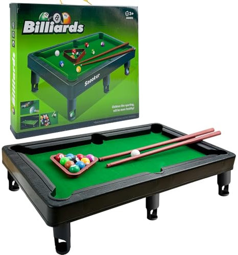 YumSur Mini Pool Billardtisch Pooltisch Set mit 11 Bällen, 2 Queues und 1 Dreieck, Tragbarer Stressabbau-Tisch-Snooker-Spiel-Set für Kinder und Erwachsene (Style 2)