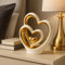 The Enchanted Garden Bringing Gardens To Life Gold Heart Ornament – White & Gold Ceramic Decoration – Modern Couple Sculpture – Wedding Gift – Ornaments for Living Room (25.5cm)