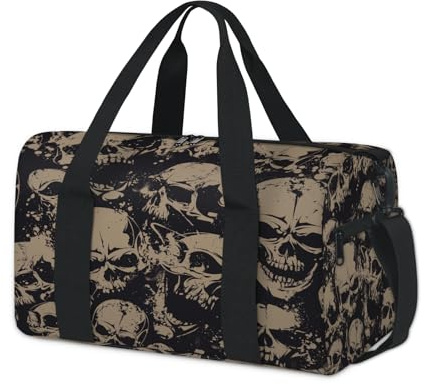 Totenkopf-Sporttasche, Retro-Totenkopf-Design, Wochenende, Übernachtungstasche, Reisetasche, Reisetasche, für Kinder, Mädchen, Jungen, Damen, Herren