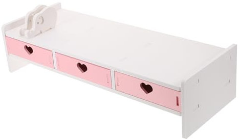 Mikinona 1 pieza Soporte Elevador para Monitor de Escritorio con Organizador Estante Multiusos para Pantalla de Ordenador Duradero y Práctico Postural y Almacenamiento Color Rosa y Blanco