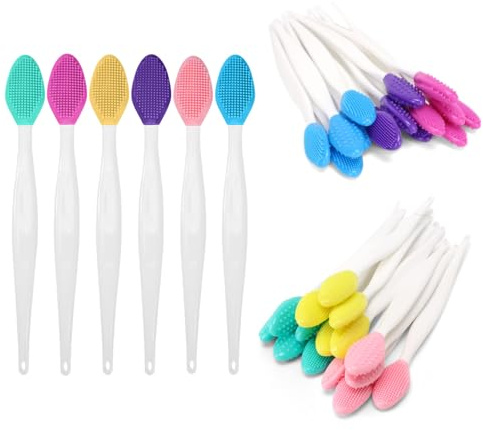30 Pcs Silicone Exfoliating Lip Scrub Brush,Double Sided Lip Brush, for Nose Blackheads, Cuticle Removal, and Daily Cleansing, Nose Blackhead Pore Brush for Men Women,Lip and Face