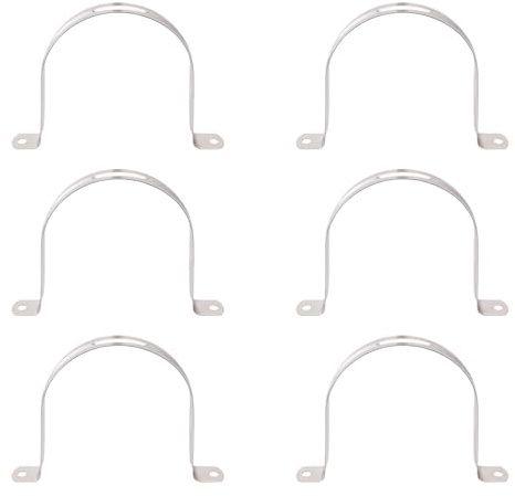 YYIGVMO 6 Stücke Ø 100mm U-Rohrschellen, 304 Edelstahl Starres Rohrband, Zweiloch Rohrschelle, Sattelschlauchschellen, für Rohre und Kabel