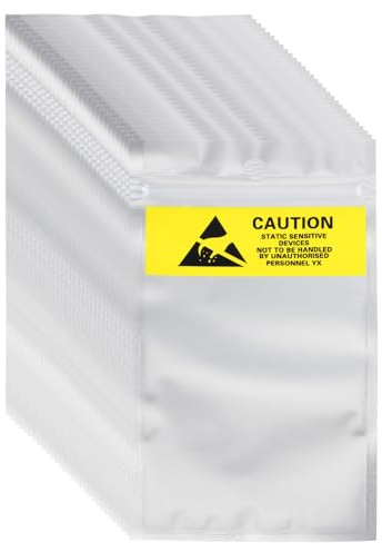 sourcing map 200 Pcs Anti Static Bags 3.5 x 6.3 Resealable ESD Shielding Bag with Labels for Hard Drive HDD SSD Electronic Device Motherboards, Silver