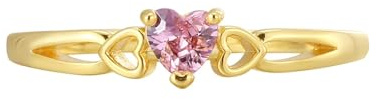 Wycian Damen Ringe Verlobung Ehering Damen Gold 14K Gold Au585 Im Labor Hergestellter Morganit Herz Größe 61 (19.4) Klassisch für Schwester Weihnachten Gravur