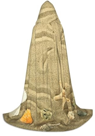 Edwal Starfish With Palm Trees Print Hooded Wizard Robe Halloween Cloak Medieval Renaissance Cosplay Christmas Party Outfits