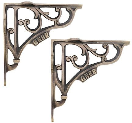 Infinity Decor 2 Pcs Matt Antique Heavy-Duty Scaffold Board Cast Iron Shelf Brackets Triangle Floating Wall Mounted Brackets 150x150mm for Kitchen Shelve, Living Room, Outdoor Support