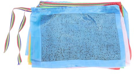 Veemoon 20 Stück Teiliges Tibetische Gebetsfahnen aus Seidenem Stoff Lang Pferd fahnen Wetterfest für Garten Meditation Spirituelle Dekoration im Außenbereich