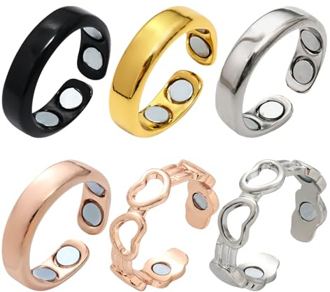 ZXTGBQ 6PCS Nevolta Magnetring Ring,Der Magnetfeldtherapie-Ring, Hypoallergen Edelstahl, Ideal Als Unsichtbarer Alltagsbegleiter Im Beruf,Auf Reisen Oder In Stressigen