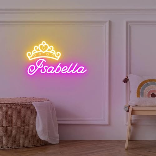 Individueller Name mit Krone LED Neon Schild Personalisierbares Kinder Schlafzimmer Babyzimmer Mädchen Neonlicht Wanddekoration Geburtstagsgeschenk für Kinder & Mitbewohner Schlafzimmer Wanddekoration