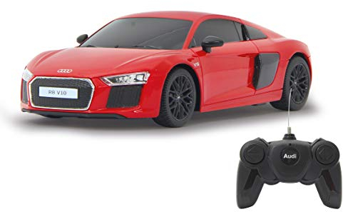 JAMARA 405100 - Audi R8 1:24 2,4GHz - offiziell lizenziert, bis zu 1 Stunde Fahrzeit bei ca. 9 Km/h, perfekt nachgebildete Details, hochwertige Verarbeitung, Rot
