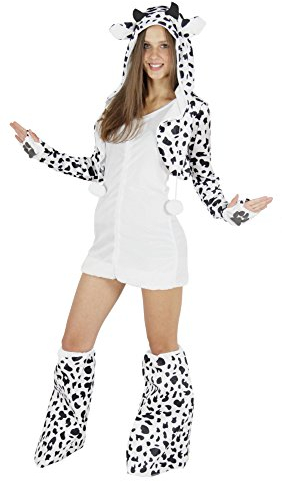 Foxxeo Kuh Kostüm für Damen Tierkostüme sexy Kleid für Karneval und Fasching Erwachsene Größe M