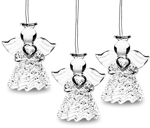 Sikora BS401 Engel Christbaumschmuck Glas Figur Weihnachtsbaum Anhänger 3er Set