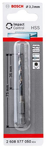 Bosch Professional 1x Impact Control HSS Spiralbohrer (für Metall, 3,3 x 36 x 75 mm, Zubehör Schlagbohrmaschine)