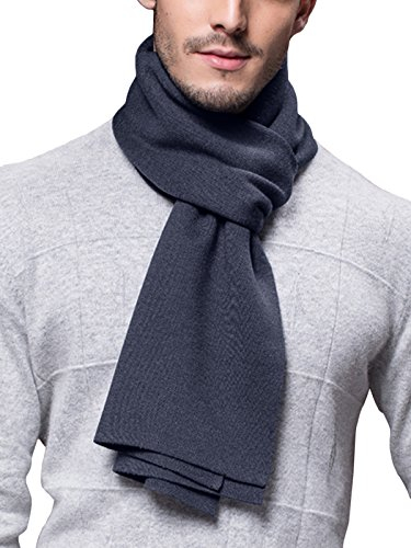 WANYING Winter Herbst Herren Strickschal Wolle Gestrickter Schal Warm Weich Einfach Schick Gentleman - 180 * 30 cm Einfarbig Anthrazit Grau