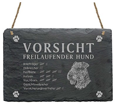 Schild Schiefer Spruch Riesenschnauzer Vorsicht Freilaufender Hund 22 x 16 cm