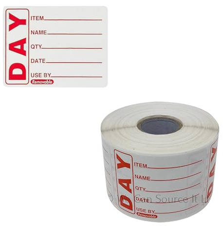 We Can Source It Ltd - Removable Food Storage Safety Day Labels - 1 x Roll of 500 | Food Hygiene Day Labels, Food Rotation Labels, Date Labels