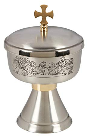 Religious Gifts Letztes Abendmahl, geätztes Messing, Ciborium mit Deckel, 19,8 cm